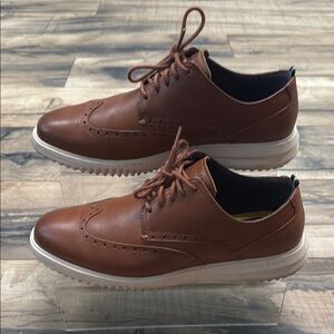 Cole Haan Grand Men's Brown Leather Wingtip Shoes